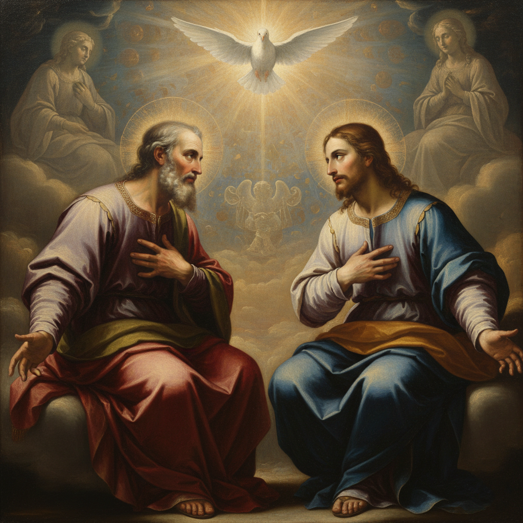 La perfecta comunión y amor de la Santísima Trinidad en un diálogo eterno, revelando la pluralidad divina en la creación del hombre.