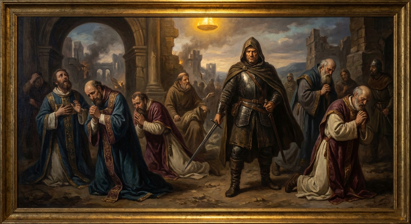 Doeg el edomita ejecuta brutalmente a 85 sacerdotes de Nob, obedeciendo la cruel orden del rey Saúl.